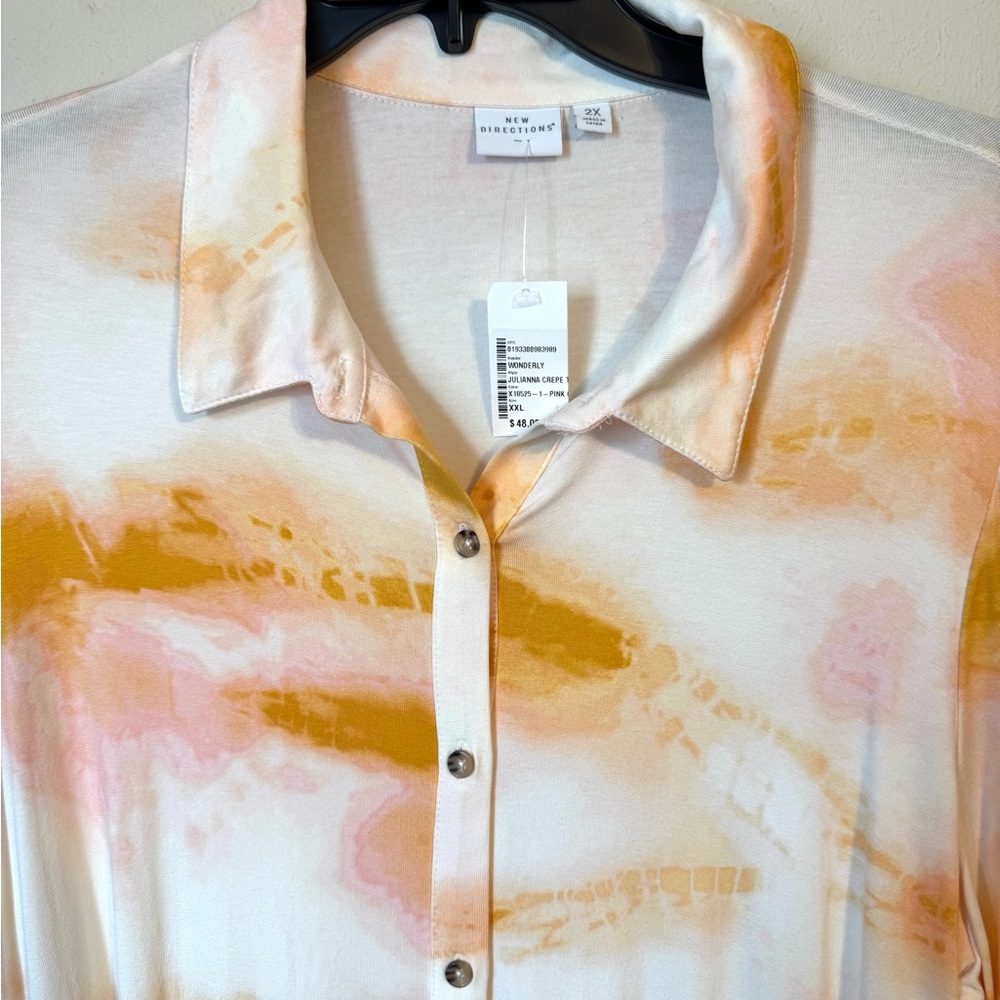 NWT New Directions BEAUTIFUL BUTTON FRONT TOP   PLUS: 2X    #CL - Picture 2 of 8